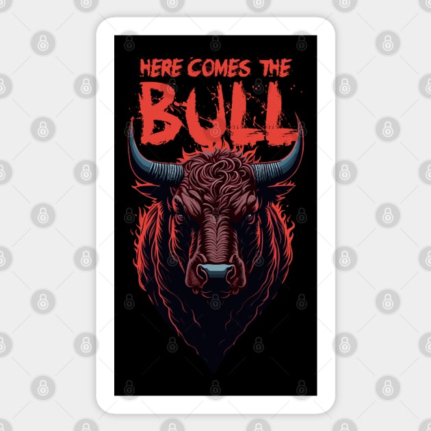 Red Evil Bulls Sticker by Canache Shop